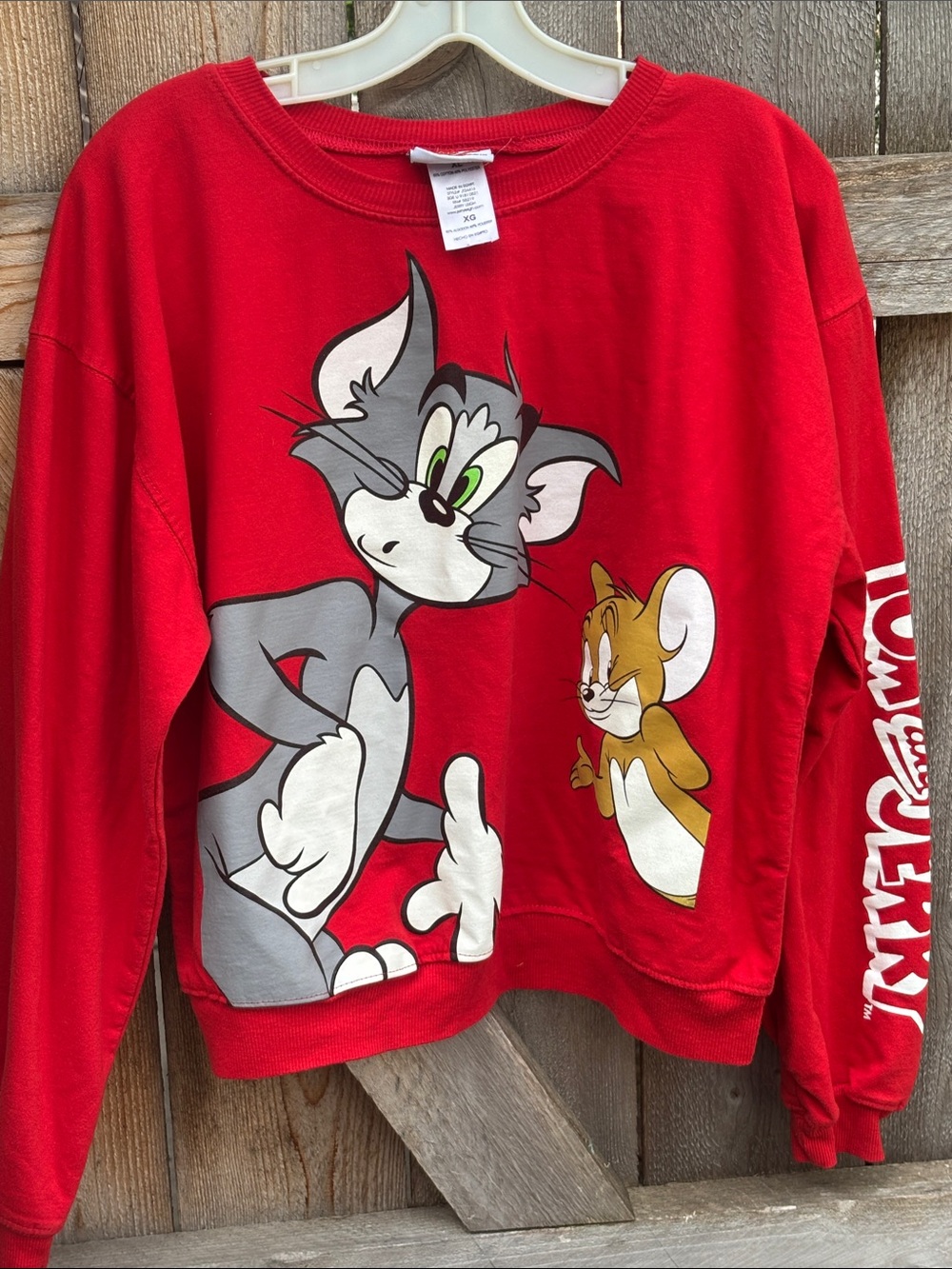 Tom & Jerry Red Sweatshirt - Classic Cartoon Top